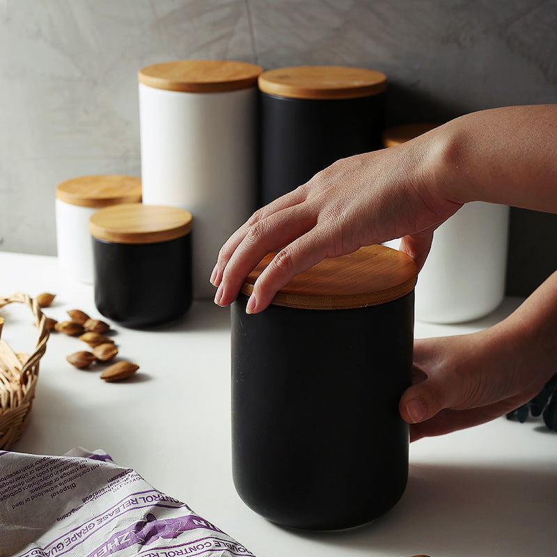 Ceramic Wooden Lid Jar