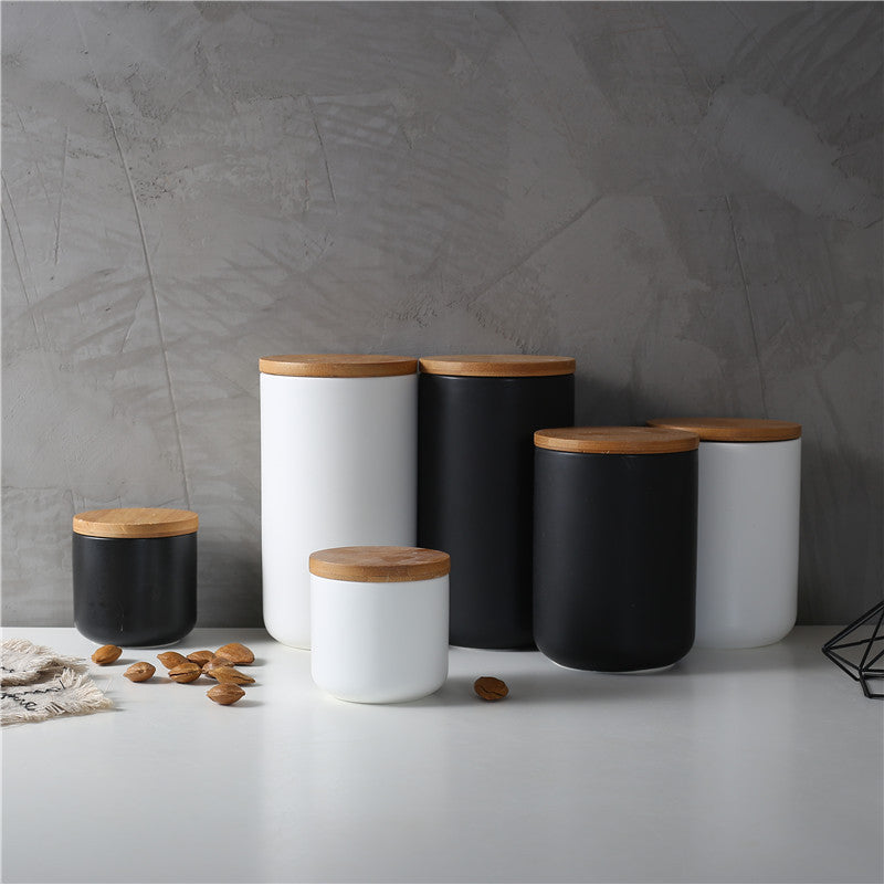 Ceramic Wooden Lid Jar