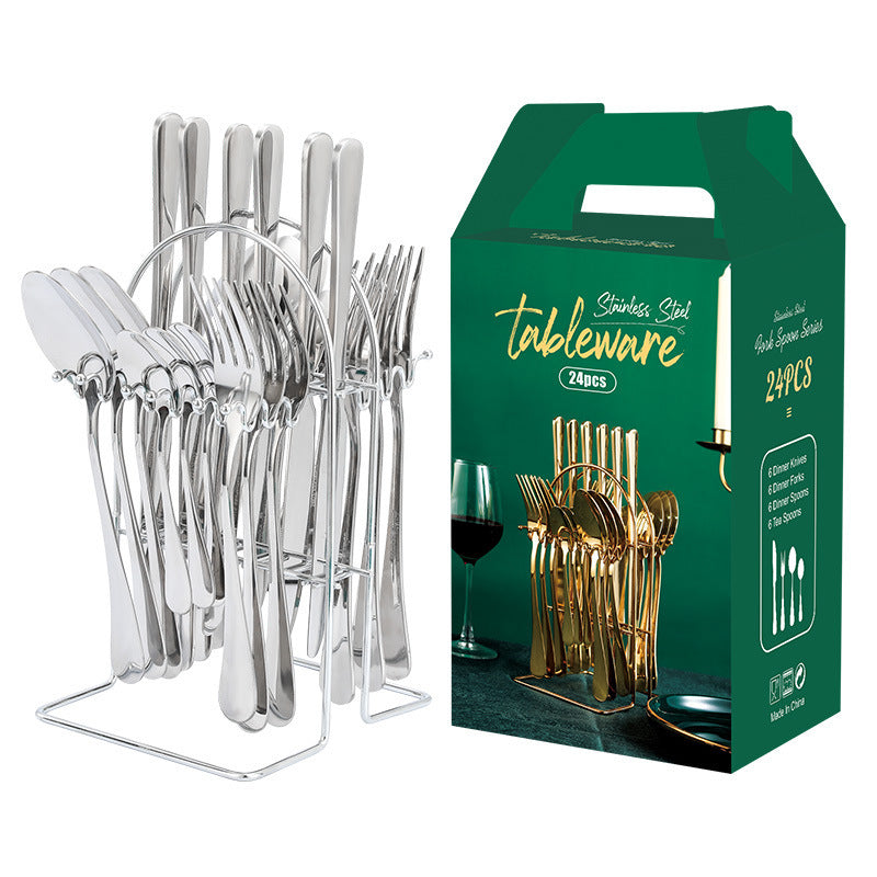 24pc Gold Dinnerware Stainless Steel Set