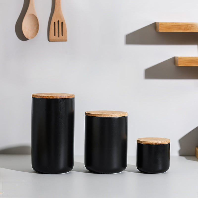 Ceramic Wooden Lid Jar
