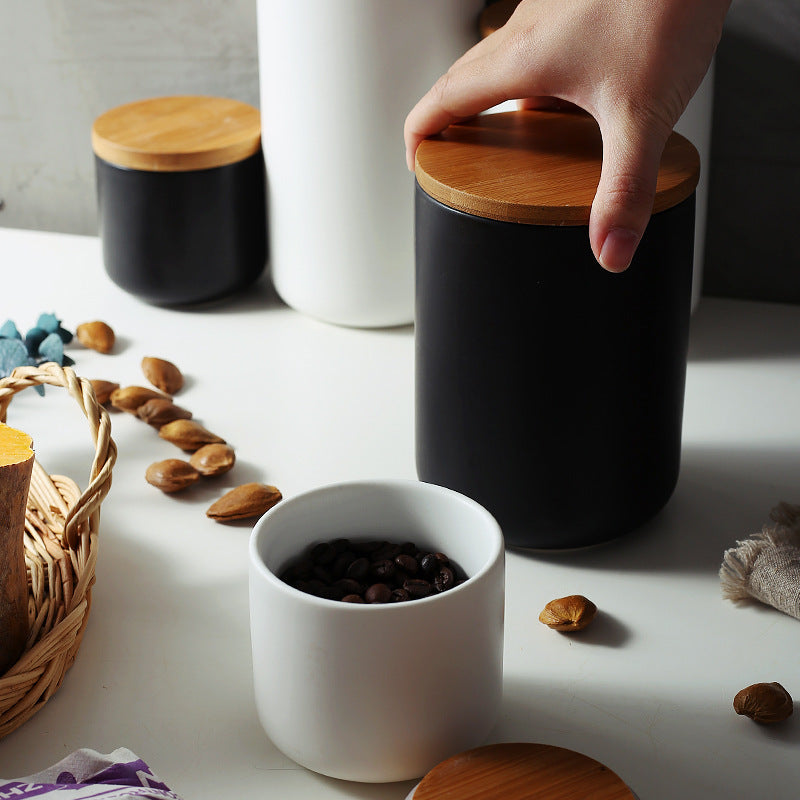 Ceramic Wooden Lid Jar