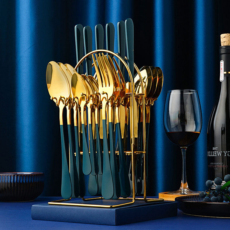 24pc Gold Dinnerware Stainless Steel Set
