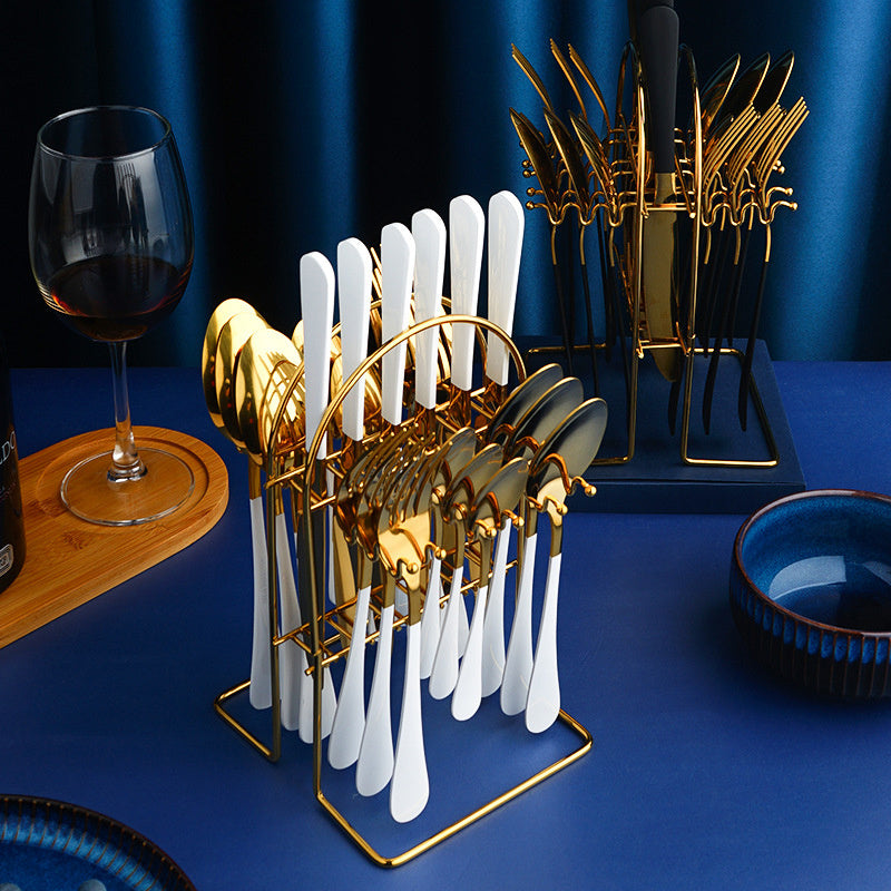 24pc Gold Dinnerware Stainless Steel Set