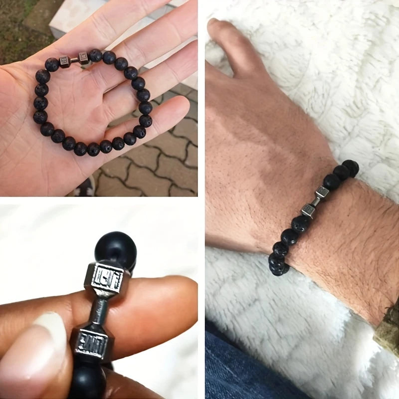 Men's Bead, Dumbbell Bracelet